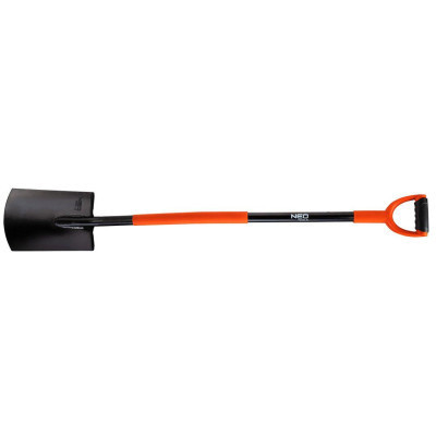 Лопата Neo Tools штикова пряма, руків&#039;я металеве D-подібне, 125см, 2.12кг (95-007)