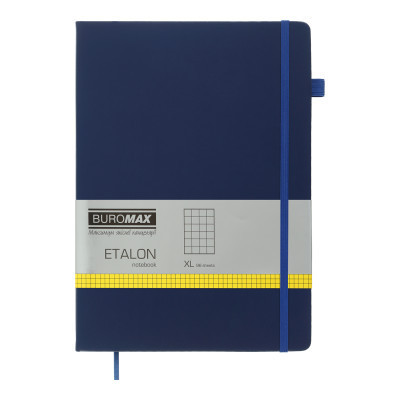 Книга записна Buromax Etalon 210x295 мм 96 аркушів в клітинку обкладинка зі штучної шкіри Синій (BM.294160-02)