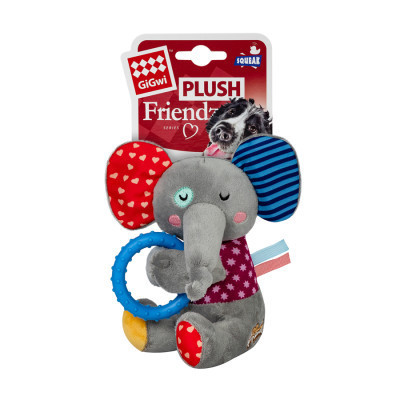 Іграшка для собак GiGwi Plush Слоненя з кільцем та пищалкою 16 см (2256)