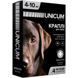 Краплі для тварин Unicum Premium від бліх та кліщів на холку для собак масою 4-10 кг/3 шт (4820150201791)