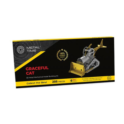 Конструктор Metal Time Колекцiйна модель Graceful CAT Бульдозер механічний двоколірний (MT073)