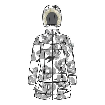 Пальто дитяче Huppa WHITNEY 12460030 білий з принтом 134 (4741468964065)