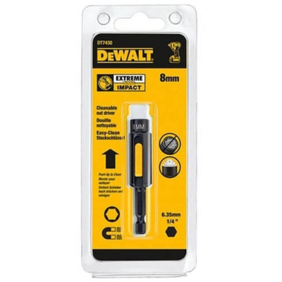 Головка магнітна DeWALT магнітна EXTREME 1/4 х 8 мм, шестигранна з магнітом, що рухається всередині (DT7430)