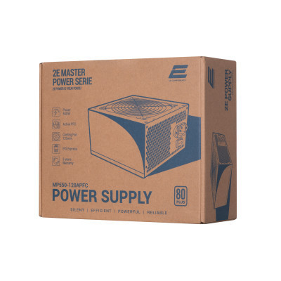 Блок живлення 2E MASTER POWER (550W), &gt;80, 80+ White, 120mm, 1xMB 24pin(20+4), 1xCPU 8pin(4+4), 3xMolex, 5xSATA, (2E-MP550-120APFC)