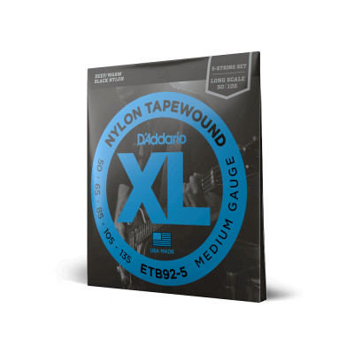 Струни для гітари D&#039;Addario XL Nylon Tapewound 5-String Bass (50-135) (ETB92-5)