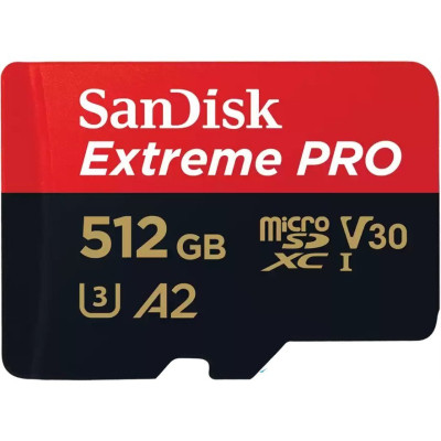 Карта пам&#039;яті SanDisk 512 GB microSDXC UHS-I U3 Extreme Pro+SD Adapter (SDSQXCD-512G-GN6MA)