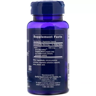 Мінерали Life Extension Морський Йод, Sea-Iodine 1000 мкг, 60 вегетаріанських капсул (LEX-17406)