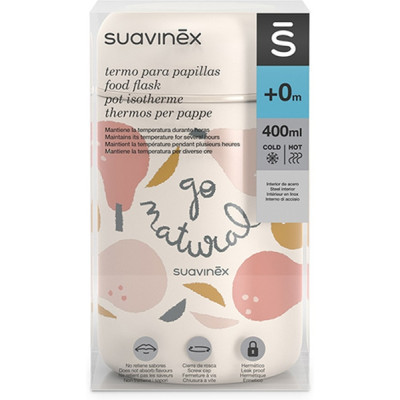 Контейнер для зберігання продуктів Suavinex Go natural Термос для їжі, 400 мл, бежевий, рожева груша (401503)