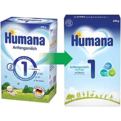 Дитяча суміш Humana 1 LC PUFA з пребіотиками і нуклеотидами, 600 г (4031244720221)