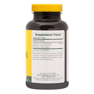 Трави Natures Plus Яблучний Пектин, Nature&#039;s Plus, 500 мг, 180 Таблеток (NAP-04500)