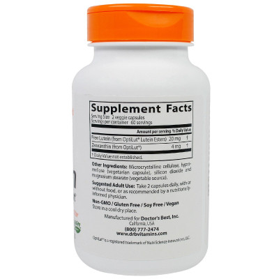 Антиоксидант Doctor&#039;s Best Лютеїн 10мг, OptiLut, 120 гелевих капсул (DRB-00143)