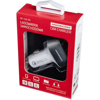 Зарядний пристрій Modecom 3xUSB 2.4A QC3.0 + 2 USB Ports CU3-05 (ZT-MC-CU3-05)