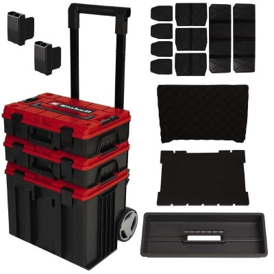 Ящик для інструментів Einhell E-Case Tower, 1 кейс S-F, 1 кейс S-F з вкладишем Grid Foam Set, 1 кейс L з колесами (4540015)