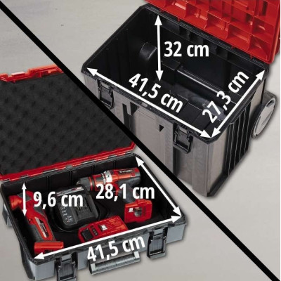 Ящик для інструментів Einhell E-Case Tower, 1 кейс S-F, 1 кейс S-F з вкладишем Grid Foam Set, 1 кейс L з колесами (4540015)