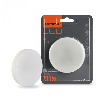 Лампочка Videx LED GX53 8W 3000K 220V (VL-GX53-08533)
