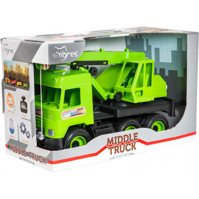 Спецтехніка Tigres Авто &quot;Middle truck&quot; кран (св. зелений) в коробці (39483)