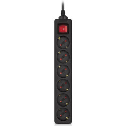 Мережевий фільтр живлення REAL-EL RS-6 Protect M 1.8m, black (EL122300032)