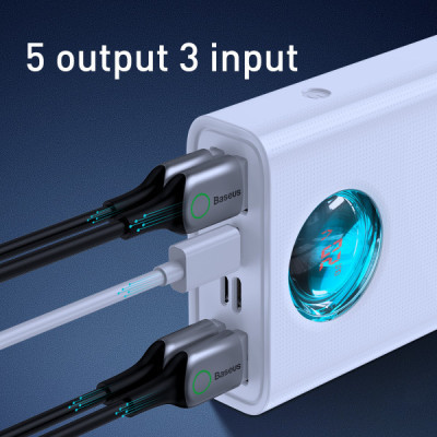 Батарея універсальна Baseus Amblight 30000mAh 65W, 6A, QC3.0, PD3.0, cable Type-C/100W (PPLG-A02)