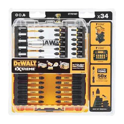 Набір біт DeWALT EXTREME FLEXTORQ, Phillips, Pozidriv, Torx, Pz2, L = 25, 57 мм, 34 шт, кейс (DT70746T)