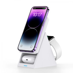 Зарядний пристрій Choetech Wireless magnetic 3-in-1 15W white (T600-F)