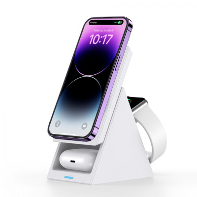 Зарядний пристрій Choetech Wireless magnetic 3-in-1 15W white (T600-F)