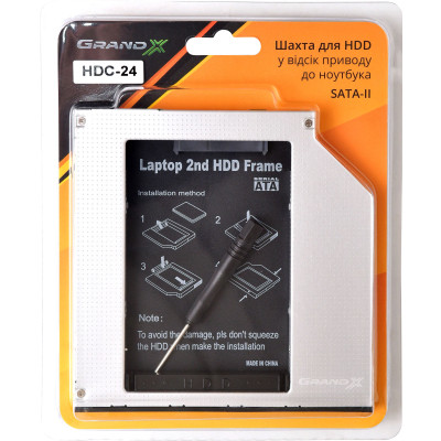 Фрейм-перехідник Grand-X HDD 2.5&#039;&#039; to notebook 9.5 mm ODD SATA/mSATA (HDC-24)