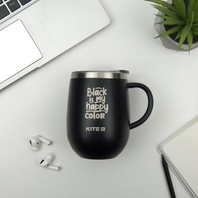 Поїльник-непроливайка Kite Black is my happy color термокружка 360 мл чорна (K22-378-01-2)