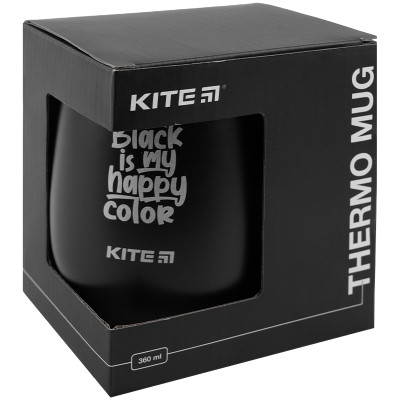 Поїльник-непроливайка Kite Black is my happy color термокружка 360 мл чорна (K22-378-01-2)