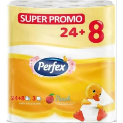 Туалетний папір Perfex Персик 3 шари 24+8 шт. (8606110850652)