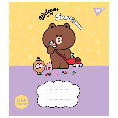 Зошит Yes Line Friends. Sweetieland 12 аркушів коса лінія (766935)