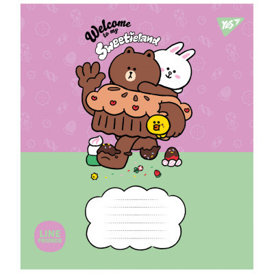 Зошит Yes Line Friends. Sweetieland 12 аркушів коса лінія (766935)