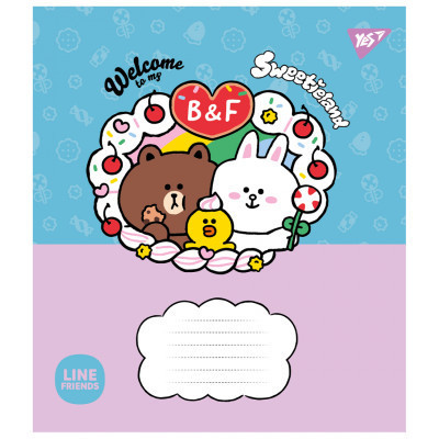 Зошит Yes Line Friends. Sweetieland 12 аркушів коса лінія (766935)