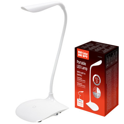 Настільна лампа ColorWay LED Portable &amp; Flexible with built-in accumulator 500mAh (CW-DL06FPB-W)