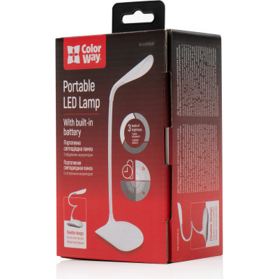 Настільна лампа ColorWay LED Portable &amp; Flexible with built-in accumulator 500mAh (CW-DL06FPB-W)