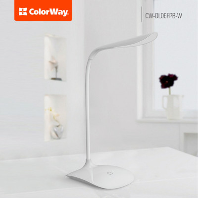 Настільна лампа ColorWay LED Portable &amp; Flexible with built-in accumulator 500mAh (CW-DL06FPB-W)