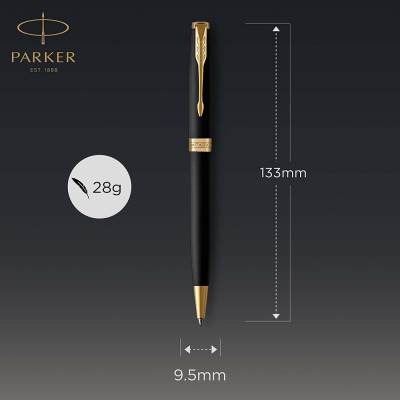 Ручка кулькова Parker SONNET 17 Matte Black Lacquer GT BP (84 832)