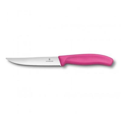Кухонний ніж Victorinox SwissClassic для стейка 12 см, волнистое лезвие, розовый (6.7936.12L5)