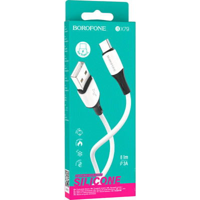Дата кабель USB 2.0 AM to Type-C 1.0m BX79 3A White BOROFONE (BX79CW)