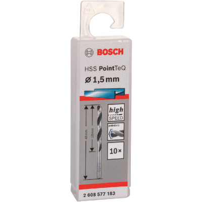 Свердло Bosch по металу HSS-PointTeQ, 1.5х18х40мм, 10шт (2.608.577.183)