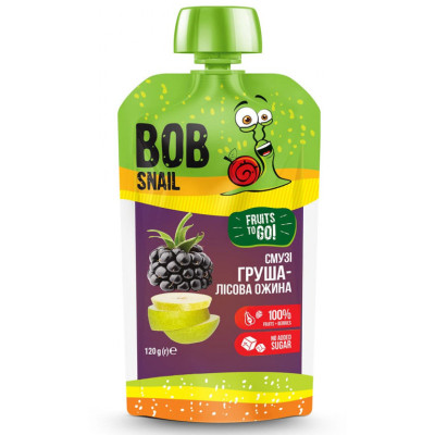 Дитяче пюре Bob Snail Равлик Боб Смузі Груша Лісова Ожина 120 г (4820219343684)