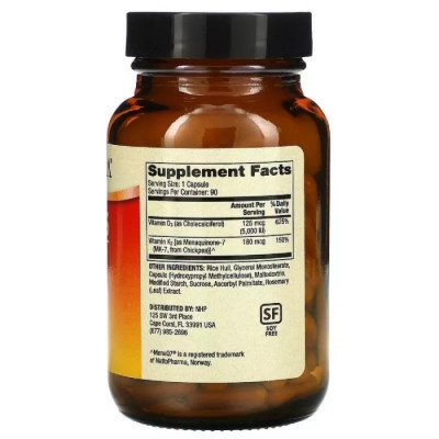 Вітамін Dr. Mercola Вітаміни D3 і K2, 5000 МО, 90 капсул (MCL-01996)
