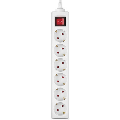 Мережевий фільтр живлення REAL-EL RS-6 Protect M 1.8m, white (EL122300031)