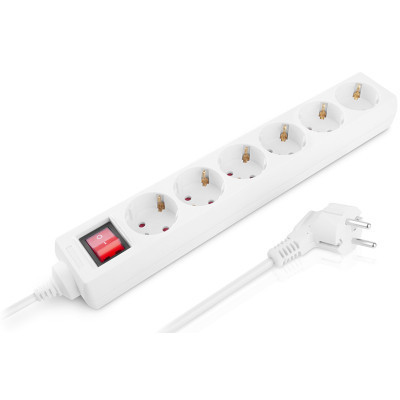 Мережевий фільтр живлення REAL-EL RS-6 Protect M 1.8m, white (EL122300031)