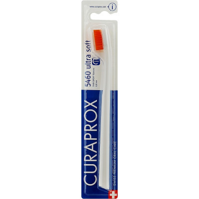 Зубна щітка Curaprox CS 5460 Ultra Soft Ультрам&#039;яка D 0.10 мм Біла з помаранчевою щетиною (CS 5460-16)