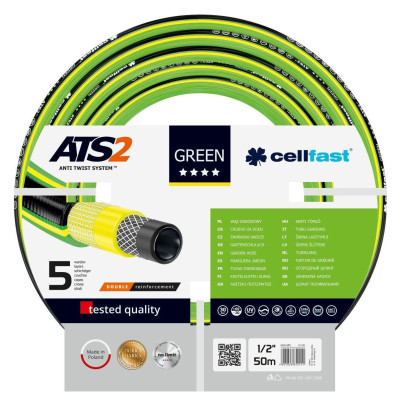 Шланг для поливу Cellfast GREEN ATS, 1/2&quot;, 50м, 5 шарів, до 30 Бар, -20…+60°C (15-101)
