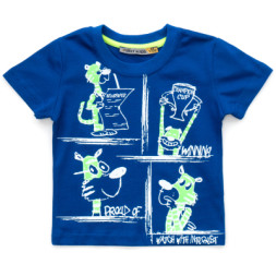 Футболка дитяча First kids з коміксами (2028-98B-blue)