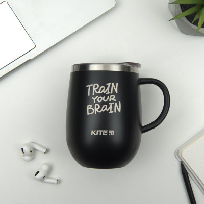 Поїльник-непроливайка Kite Train your brain термокружка 360 мл чорна (K22-378-01-1)