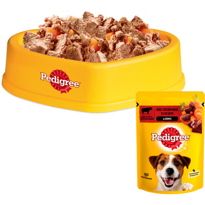 Вологий корм для собак Pedigree Яловичина, ягня в соусі 100 г (5900951262531)