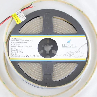 Світлодіодна стрічка LED-STIL 4000K 9,6 Вт/м 2835 120 діодів IP68 24 Вольта 850 lm нейтральне світло (DFN2835-120A4-IP68-24V)