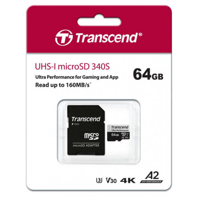 Карта пам&#039;яті Transcend 64GB microSDXC class 10 UHS-I U3 A2 (TS64GUSD340S)